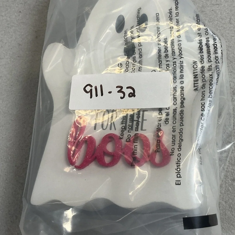 Halloween Ghost Decor Set of 2 Boo Sign & Celebrate Together Ghost Candle